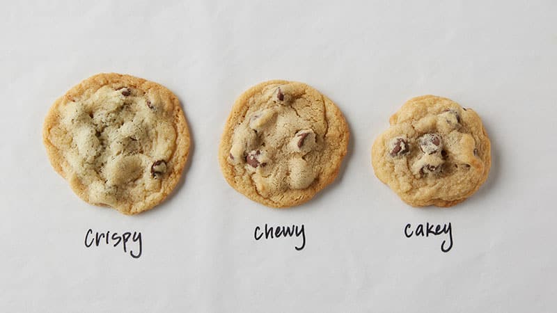 Crispy, chewy or cakey chocolate chip cookies. 