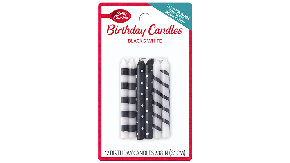 Betty Crocker™ Black & White Birthday Candles - Front