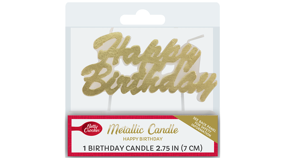 Betty Crocker™ Premium Metallic Happy Birthday Candle - Front