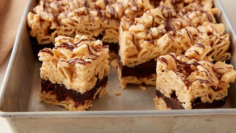Brownie Batter Peanut Butter Chex Bars