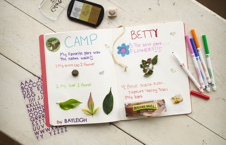 homemade journal talking about camp