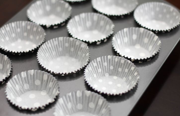 muffin tin lined with liners