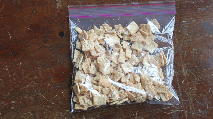 cereal in plastic bag