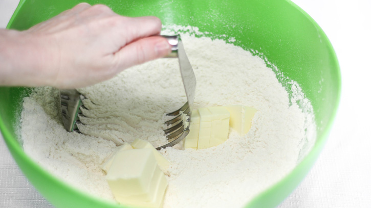 cutting in butter with pastry cutter