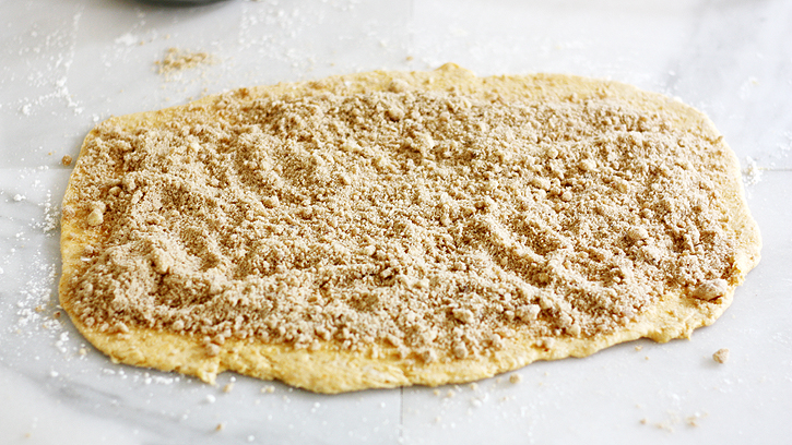 rolled out dough with streusel