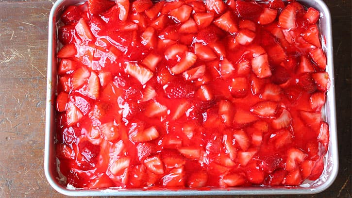 cake topped with strawberry mixture