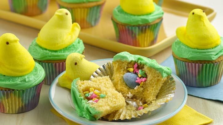 how to make peeps chick surprise inside cupcakes