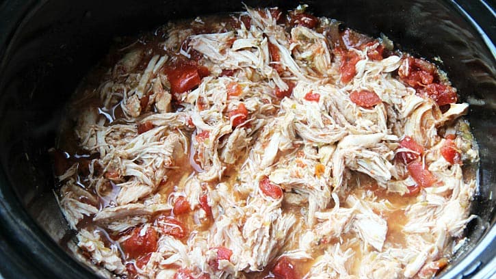 Shredded chicken in a slow cooker