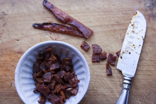 chopped spicy bacon
