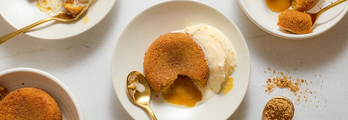 Top down view of Molten Butterscotch Cakes 
