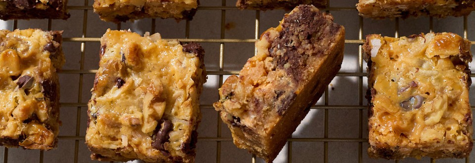 Top Down image of sliced Luscious Layer Bars 