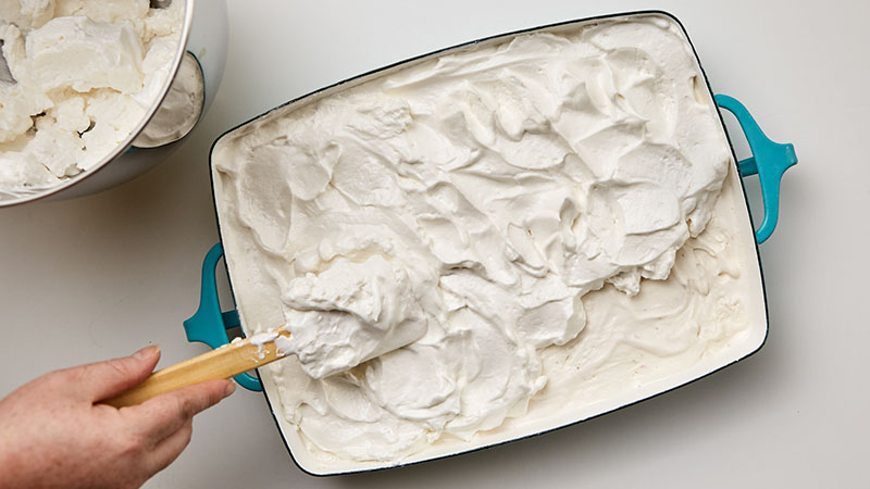 Use a spoon or offset spatula to create swirls in your meringue