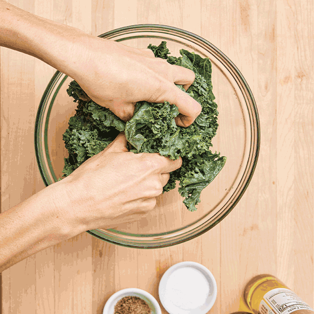 mixing kale
