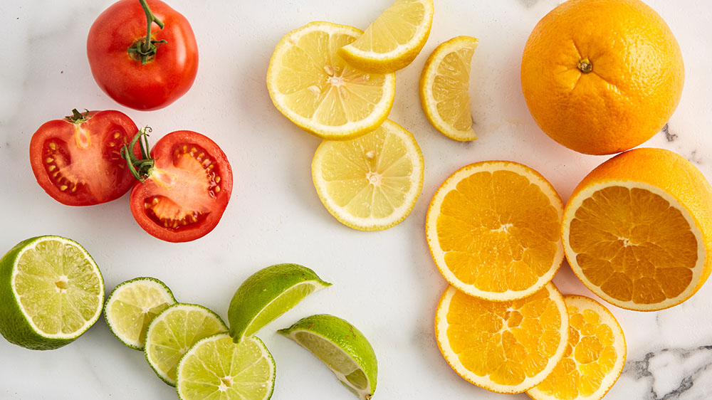 Acid from tomatoes and citrus fruits like lemons, limes and oranges can help boost flavor in sauces. 