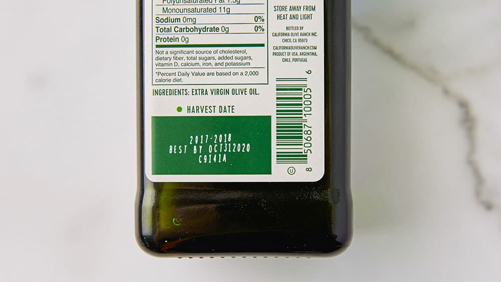 example of expiration date on olive oil bottle