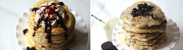 Banana Split and Cookies and Cream Pancake Cakes
