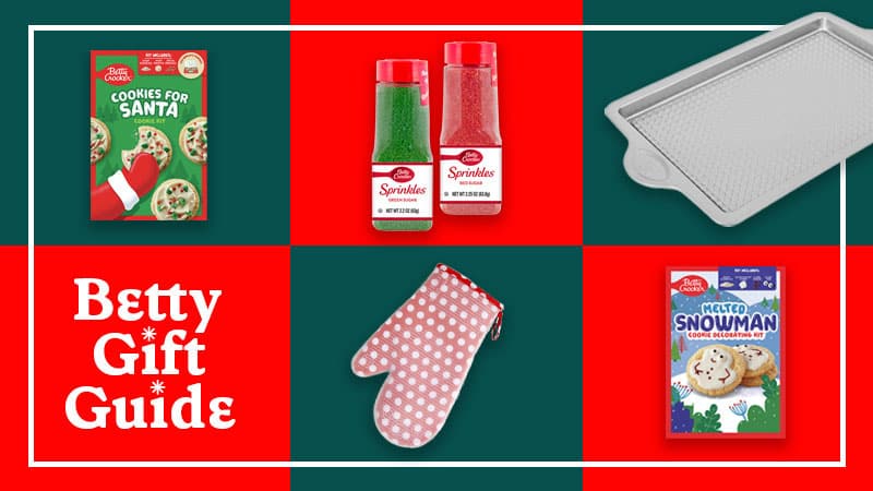 Betty Gift Guide - Cookie Mix, sprinkles, sheet pan, oven mitt