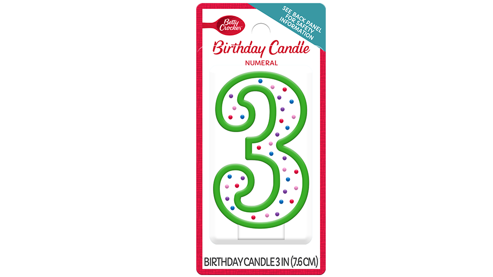 Betty Crocker™ #3 Birthday Candle - Front
