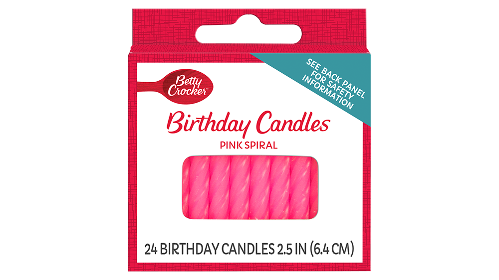 Betty Crocker™ Medium Spiral Candle - Pink - Front