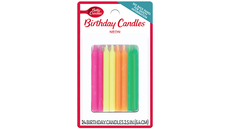 Betty Crocker™ Neon Birthday Candles - Front