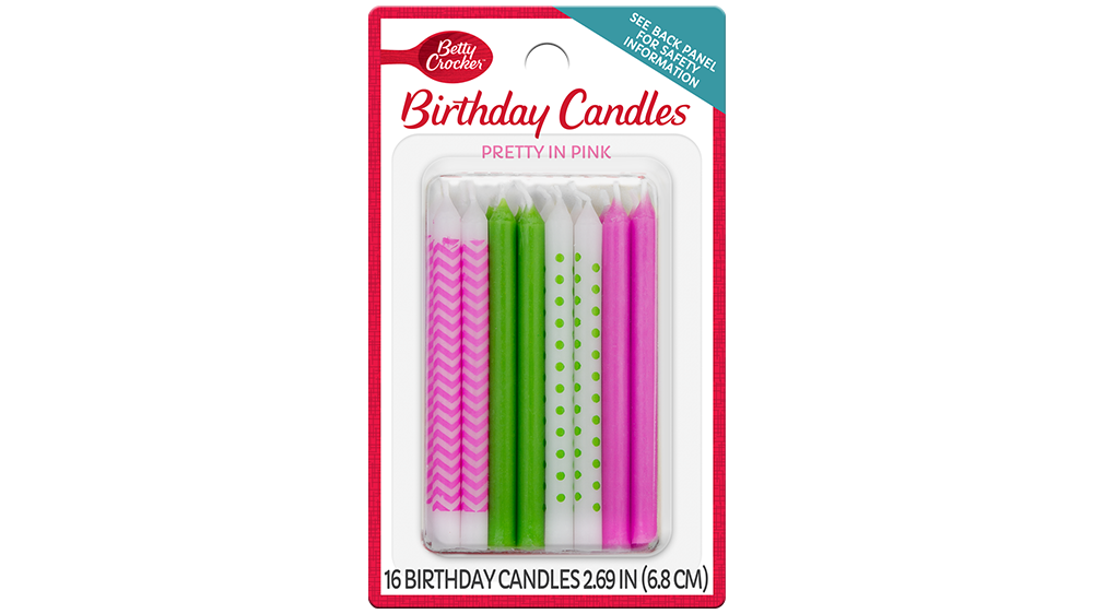 Betty Crocker™ Pretty in Pink Birthday Candles - Front