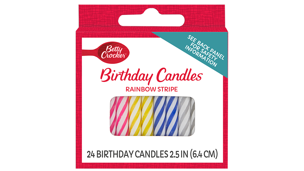 Betty Crocker Rainbow Stripe Birthday Candles - Front
