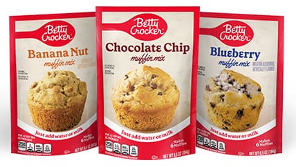 Betty Crocker™ Banana Nut Pouch Muffin Mix, Betty Crocker™ Chocolate CHip Pouch Muffin Mix, Betty Crocker™ Blueberry Pouch Muffin Mix, 