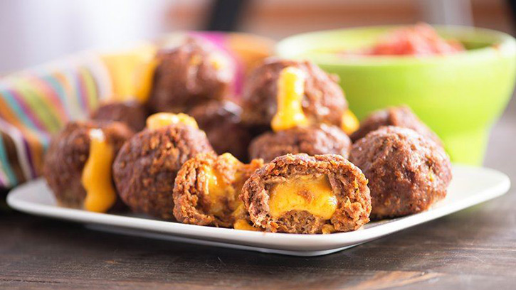 Cheese-Stuffed Taco Meatballs