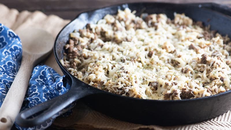 One Pot French Onion Soup Rice Skillet