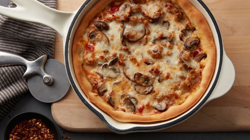 Sausage and Wild Mushroom Skillet Pizza