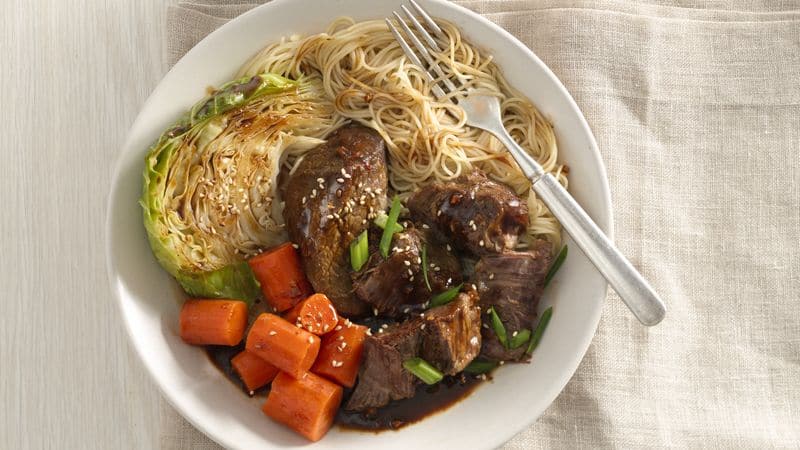 Slow-Cooker Asian Beef Roast with Cabbage and Pasta