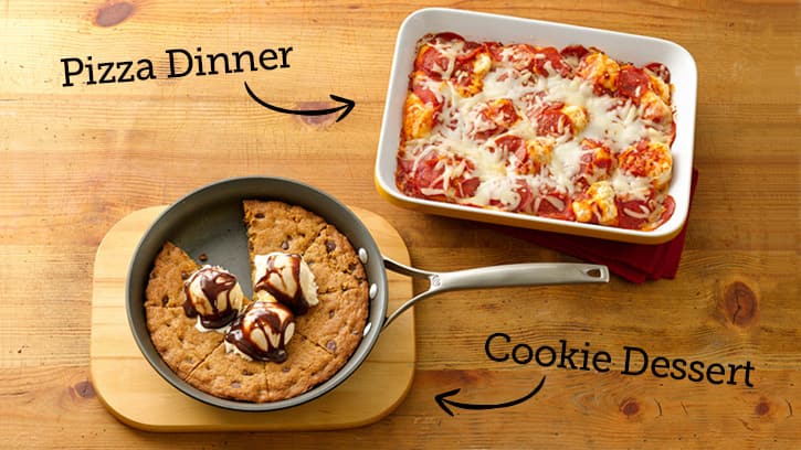 easy weeknight dinner and dessert