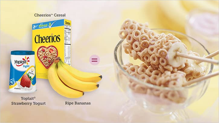 snack math: cheerios frozen bananas