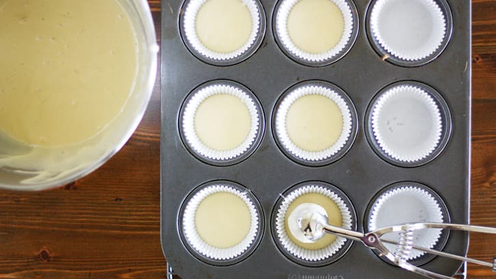 cupcakes batter in muffin tin