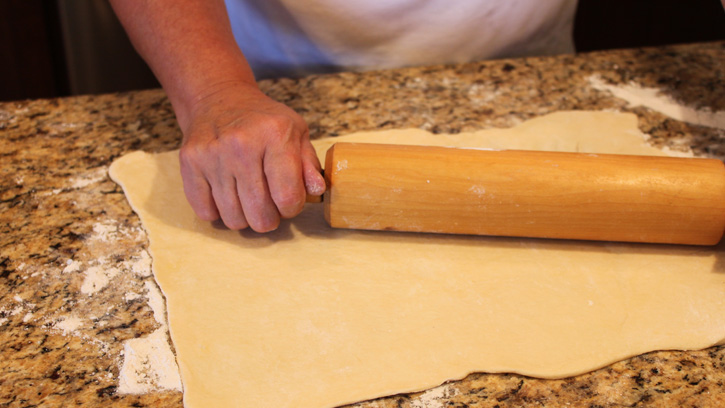 rolling out dough sheet