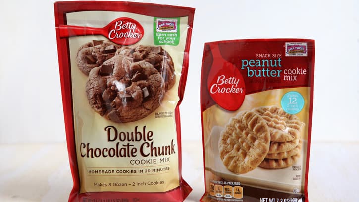 betty crocker double chocolate chunk cookie mix and peanut butter cookie mix