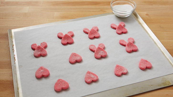 bunny cookie cutouts on cookie sheet