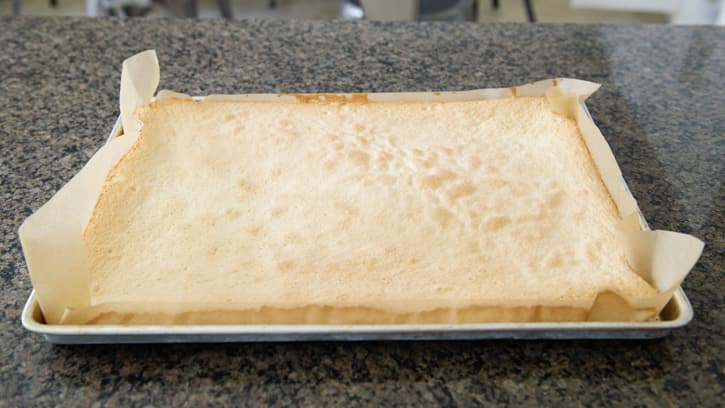 baked angel food cake in sheet pan