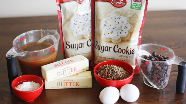 ingredients for sugar cookie carmelitas