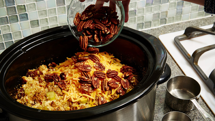 adding pecans to slow cooker