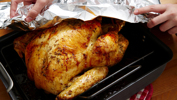 covering turkey with foil