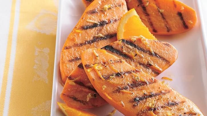 grilled sweet potatoes with orange ginger butter
