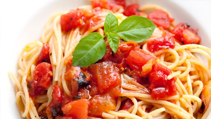 Spaghetti with Tomatoes and Garlic-Basil Oil