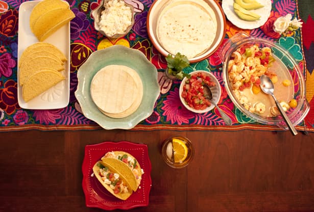 Dinner table with taco fixings