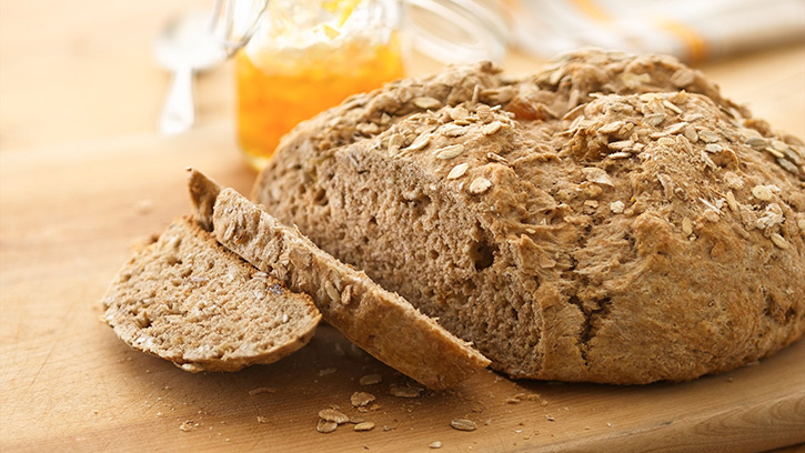 Whole wheat bread on cutting board