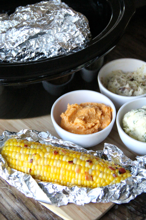 Slow Cooker Corn on the Cob with Flavored Butters