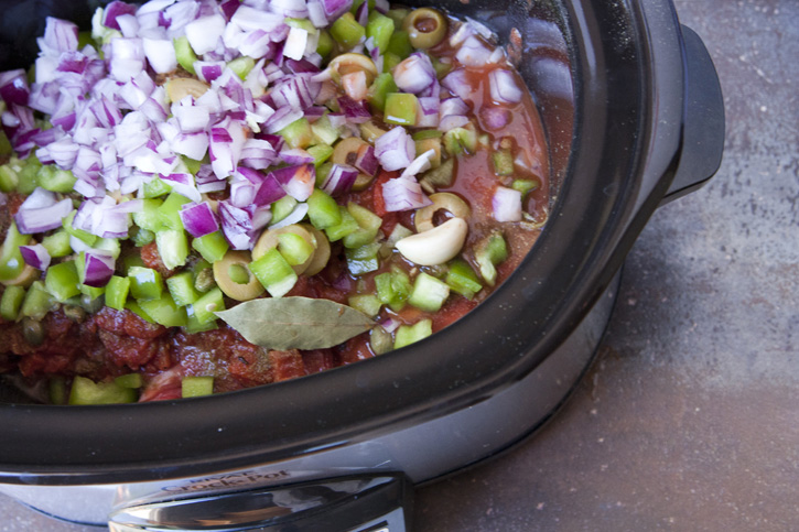 ropa vieja in the slow cooker