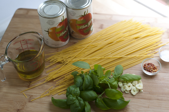 Spaghetti with Tomatoes and Garlic-Basil Oil