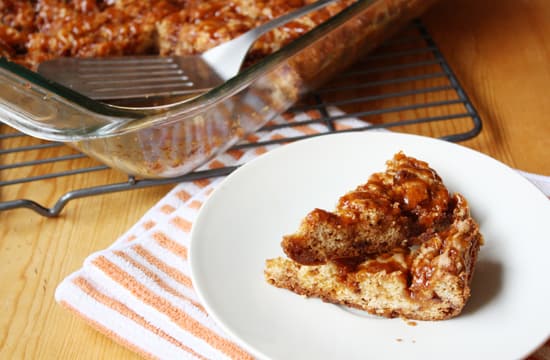 Toffee Blondies with Whiskey-Caramel Sauce