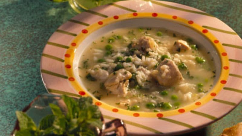 Spring Arborio Rice and Chicken Soup